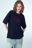 Chain Heart Embroidered Short Sleeve Tee