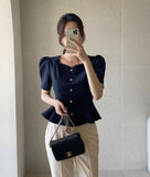 Cloa Heartneck Puff Peplum Jacket Blouse