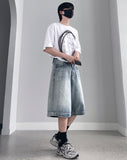Milk Washing Bermuda Denim Pants