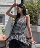 Witty Stripe Flare Halter Sleeveless