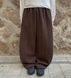 [BAONHAUS] Holfer Cable Quilting Banding Wide Pants