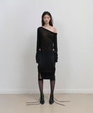 Button Slit Midi Skirt