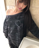 Arca Off-Shoulder Camo Warmer Long Sleeve T-Shirt