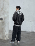 Crack Washing Leather Bomber Jacket