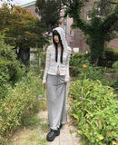 [Adjustable Strap] Genshi Frill Span Strap Long Skirt