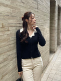 Antore Layered Collar Ribbed Cardigan Knit
