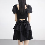 Webit Shirring Puff Dress