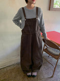 Friend Pocket Cotton Wide Overalls