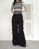 Hilpa Silver Point Nylon Pintuck Wide Two-Way Pants