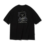 Coffe Bear Embroidery Short Sleeve Tee