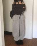 Rucol ribbed shirring off-shoulder knit muffler choker set