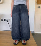 Warden washed wide denim pants