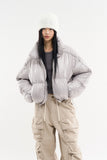 Piping shirring high-neck short padded jumper