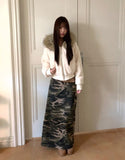 Seha Camo Banding Brushed Long Skirt