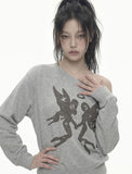 TWIN ANGEL One-Shoulder Sweatshirt
