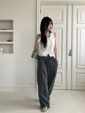 Coffin punched lace string sleeveless blouse