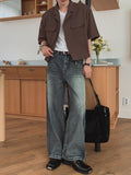 Undersnap wide denim pants