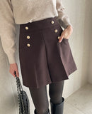 Brin Brushed Button High Waist Short Pants