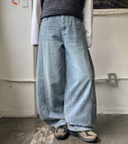 Dolent Curved Balloon Denim Wide Pants
