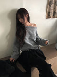 Luke One-Shoulder Boat Neck Loose Fit Knit