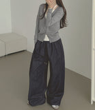 4-season Non-fade Raw Balloon Wide Jogger Banding Pants
