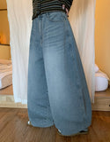 Hemin Light Blue Balloon Wide Denim Pants