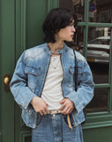 Evergreen cool denim biker jacket