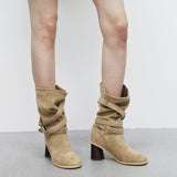 Ritina Buckle Suede Boots