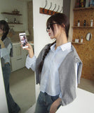 KN Crop Stripe Slim Shirt