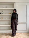 Kanji Work pocket Corduroy Banding Long Wide Pants