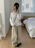 [unisex] Deady front line cotton wide pants