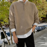 Dense Lambs Wool Henley Neck Knit