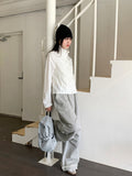 Mutal Roll-Up Button Shirring Slit Wide Training Pants