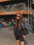 Chamber Color Matching Balloon Leather Jacket