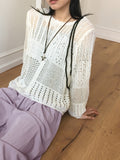Rishi Vintage Punching Mesh Layered Long-Sleeved Knitwear