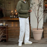 Foren cable zip-up cardigan knit