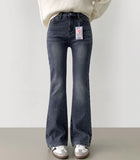 Boot Cut Fit Bonding Brushed Banding Denim Pants