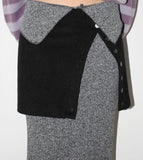 (WOOL) LAYERED BUTTON MINI SKIRT