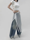 Rolled Layered Wrap Skirt