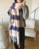 Sand Cashmere Stripe Muffler Scarf