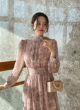 Fate printed chiffon shirring tie one pice