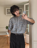 TOZ loose fit tweed half shirt