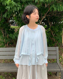 Senbaco Ribbon Layered Sleeveless Blouse