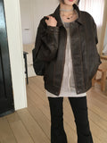 [MADE] Setter vintage washing cut boxy leather jacket