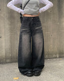 Cardin Black Blue Washing Wide Denim Pants