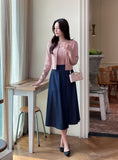 Nezuma Wrap Banding Denim Long Skirt