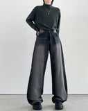 Timer Black Washed Wide Denim
