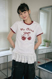 Cherry Cats CROP Ringer Tee