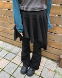 For Unbalanced Banding Layered Midi Skirt