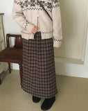 [Brushed] Carin vintage check maxi long skirt